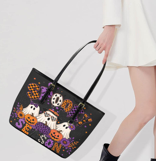 Custom Tote Hand Shoulder Bag 12 X 15 Fall Halloween Ghost Trio Spooky Season Terrifictrend