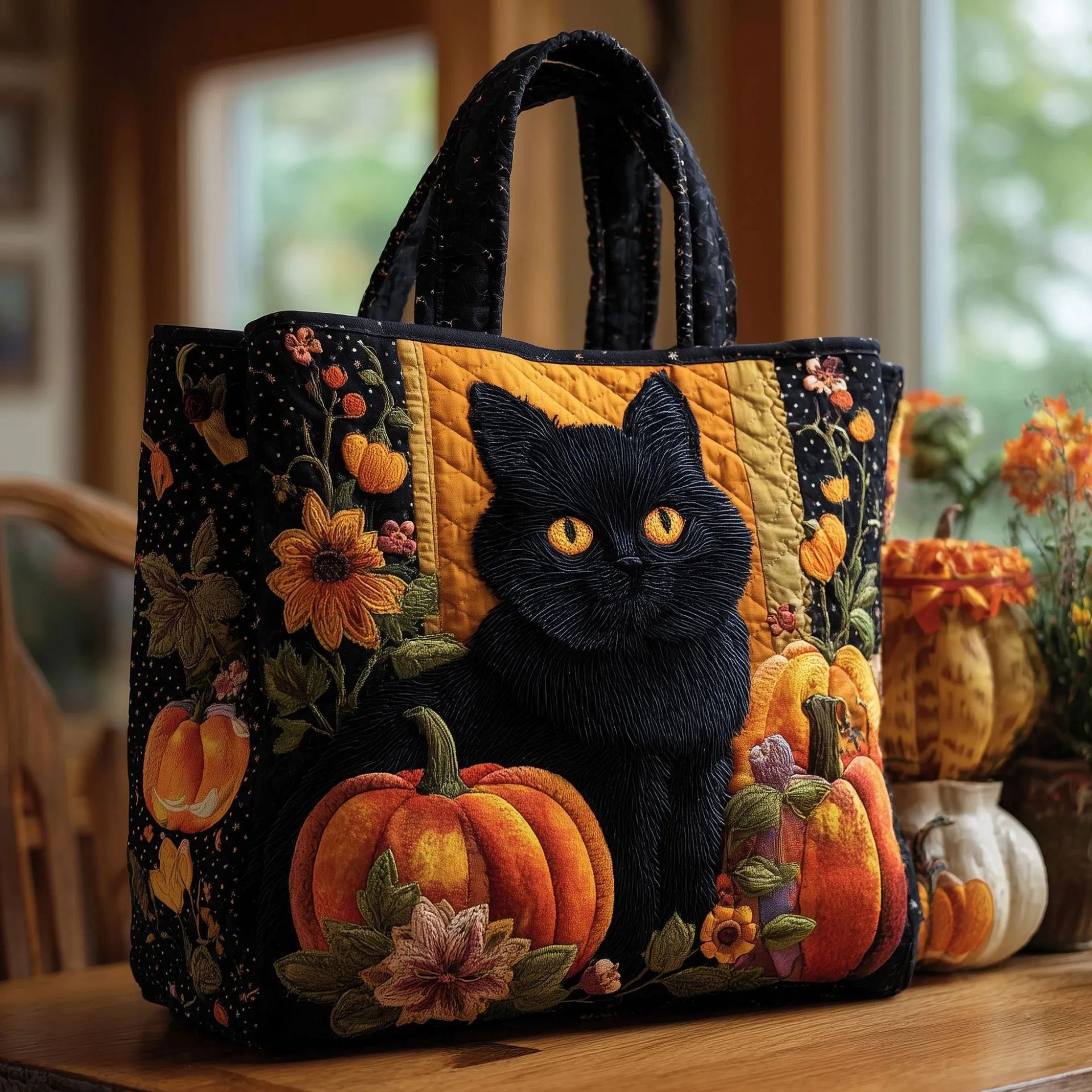 Creative, High-Capacity Tote Bag With Digital Print And Quilted Embroidery Cj