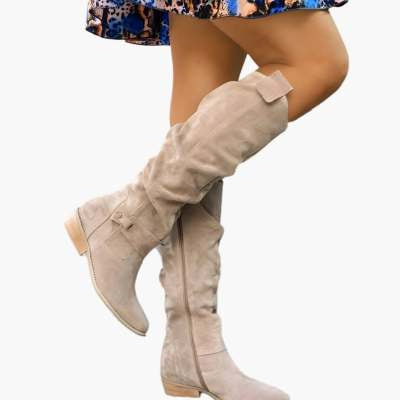Low Heel Side Zipper High Top Women Boots Cj