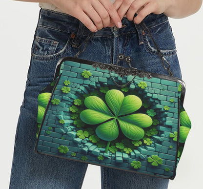 St Patricks Day Green Clover Shamrocks Cute Shoulder Cross Body Bag Satchel Kisslock