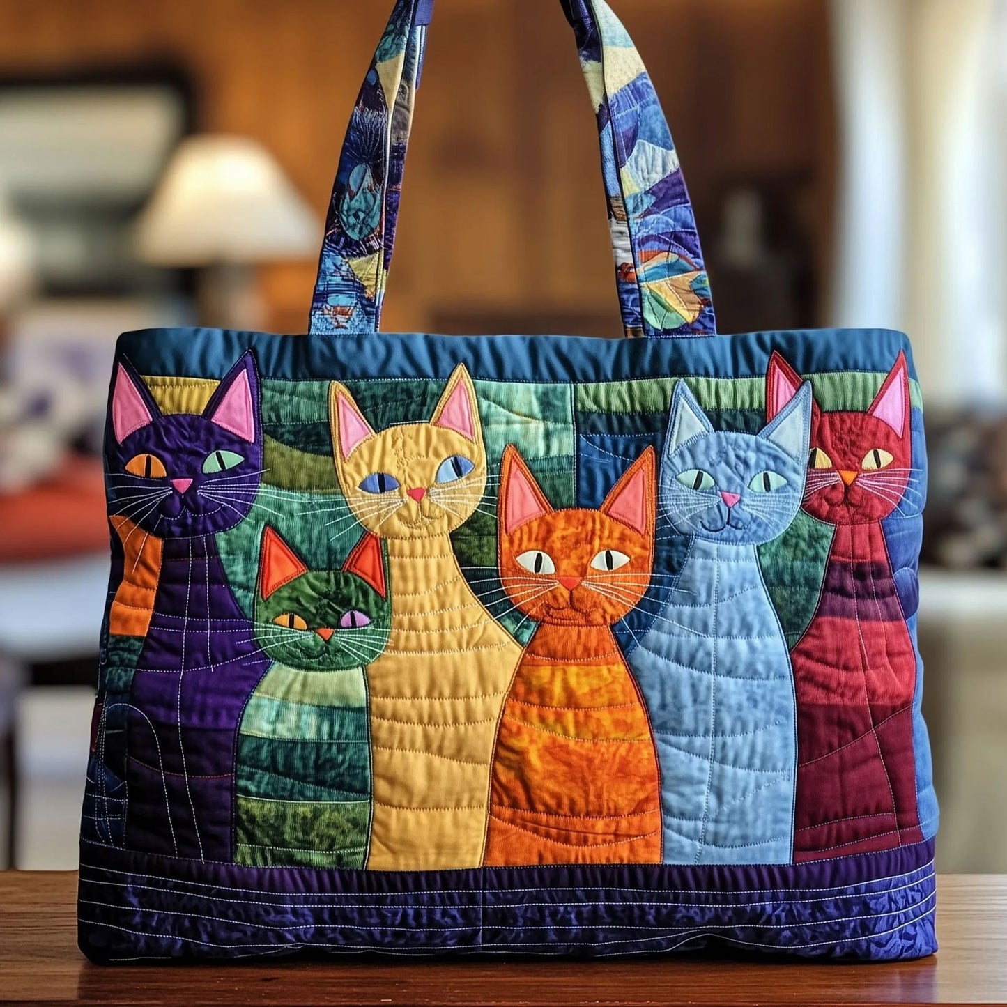 Creative, High-Capacity Tote Bag With Digital Print And Quilted Embroidery Cj