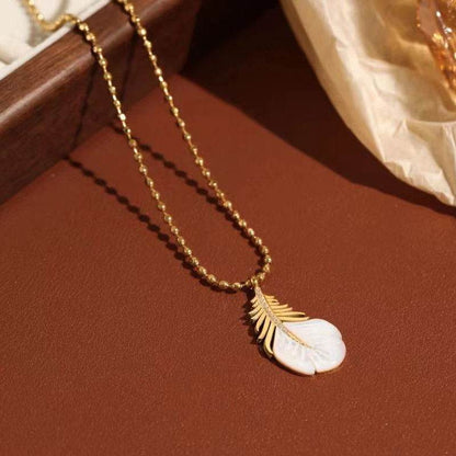 Non-fading Titanium Steel Fritillary Feather 18K Color Necklace