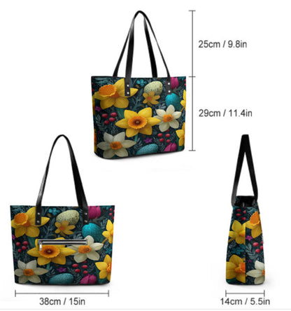 Custom Tote Hand Shoulder Bag 12 X 15 Spring Eggs Flowers Easter Mother's Day Terrifictrend