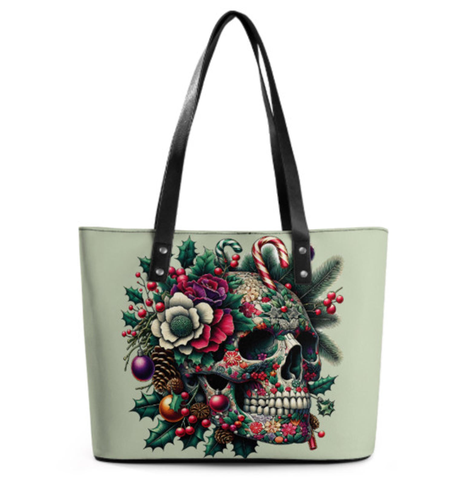 Custom Tote Hand Shoulder Bag 12 X 15 Gothic Sugar Skull Xmas  Holiday Gift  NEW Terrifictrend