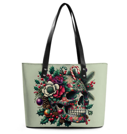 Custom Tote Hand Shoulder Bag 12 X 15 Gothic Sugar Skull Xmas  Holiday Gift  NEW Terrifictrend