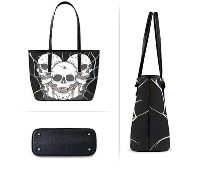 Custom Tote Hand Shoulder Bag 12 X 15 Halloween Gothic Gagged Skull Web Creepy Terrifictrend
