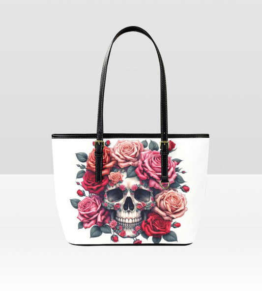 Custom Tote Hand Shoulder Bag 12 X 15 Happy Mothers Day Gothic Skull Red Roses Terrifictrend