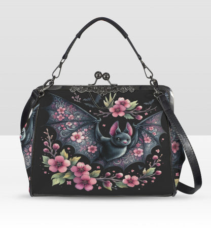 Victorian Gothic Floral Bat Spring Mother's Day  Shoulder Cross Body Bag Satchel Kisslock