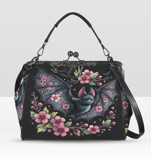 Victorian Gothic Floral Bat Spring Mother's Day  Shoulder Cross Body Bag Satchel Kisslock