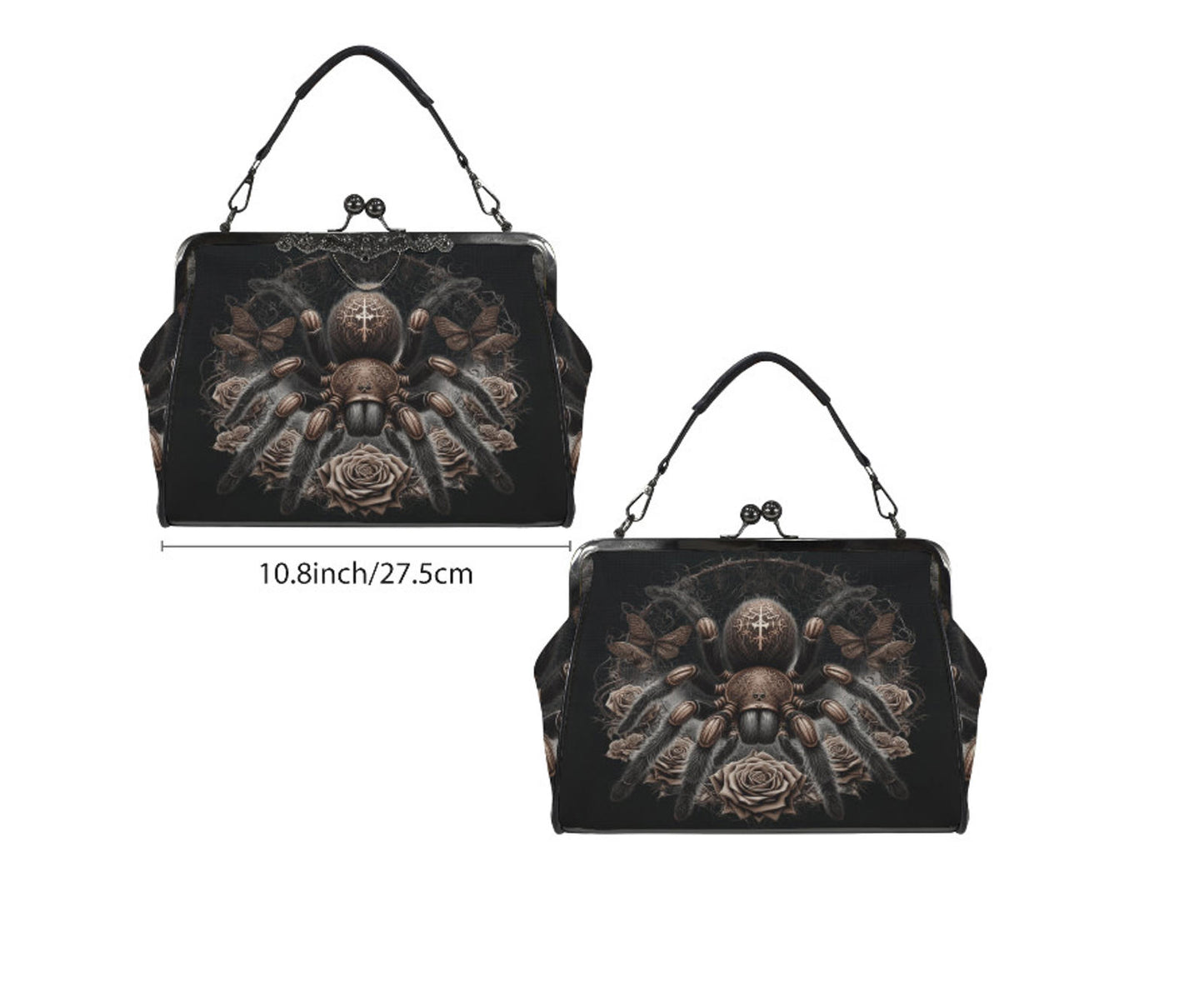 Dark Victorian Gothic Spider Black Widow Skull  Shoulder Cross Body Bag Satchel Kisslock