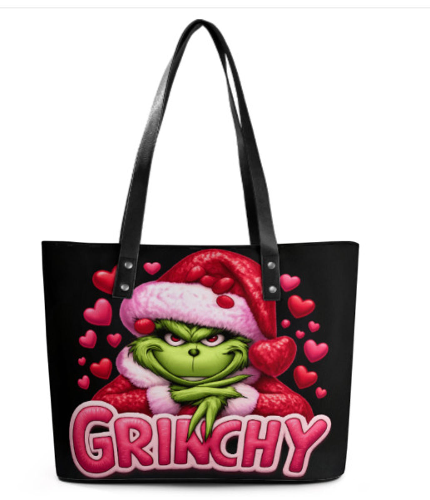 Tote Hand Shoulder Bag 12 X 15 The Grinch Pink Grinchy Heart Valentine's Day NEW Terrifictrend