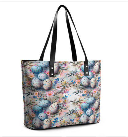 Custom Tote Hand Shoulder Bag 12 X 15 Spring Easter Egg Art Pastel Glam Floral Terrifictrend