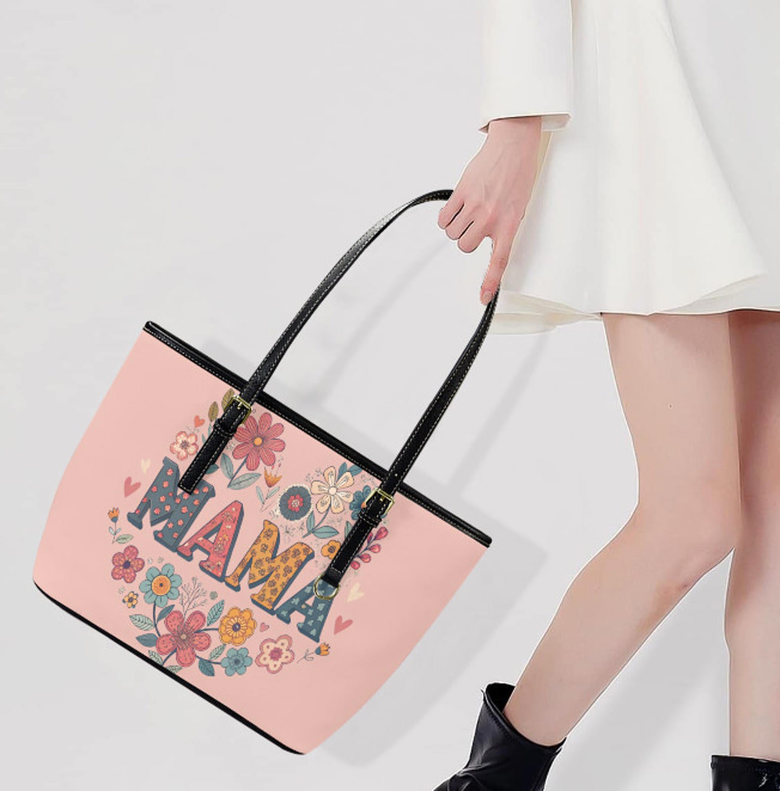 Custom Tote Hand Shoulder Bag 12 X 15 Spring Happy Mothers Day Flowers Mom Mama Terrifictrend