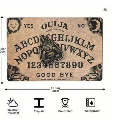 Gothic Mystical Ouija Board Magic Metal Sign Halloween Wall Decor 8x12 2D Flat Unbranded