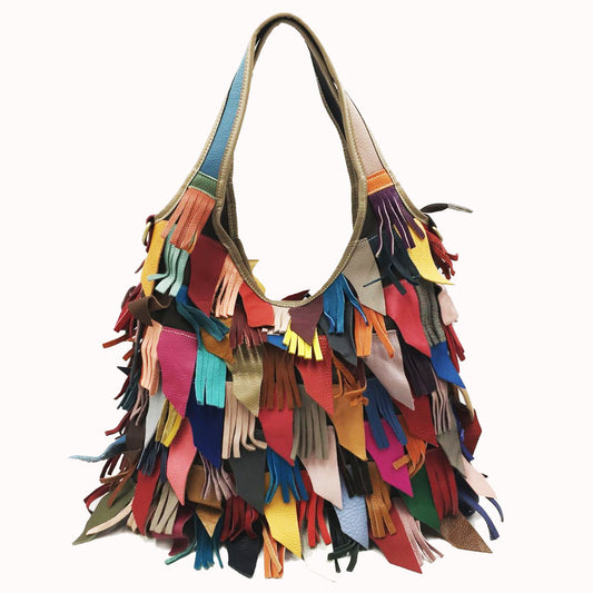 Leather Handbags Cowhide Bags Shoulder Messenger Bag Color Matching Cj