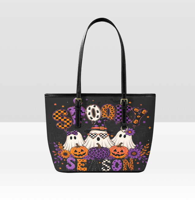 Custom Tote Hand Shoulder Bag 12 X 15 Fall Halloween Ghost Trio Spooky Season Terrifictrend
