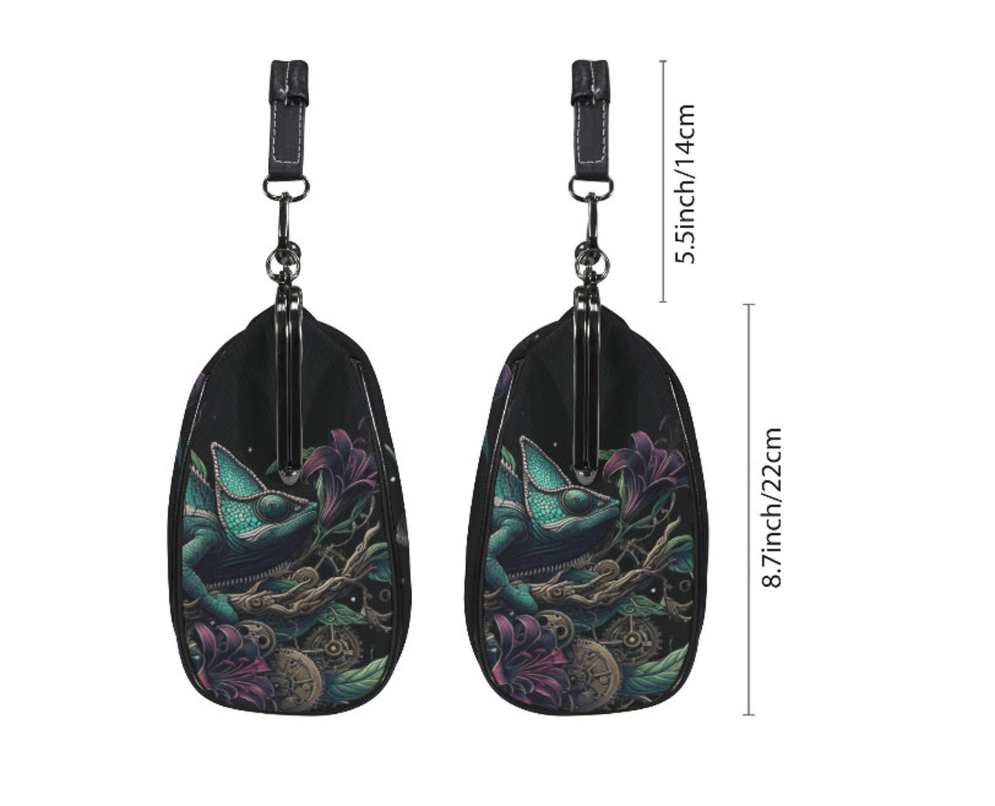 Dark Victorian Steampunk Chameleon Reptile Earth Shoulder Cross Body Bag Satchel Kisslock