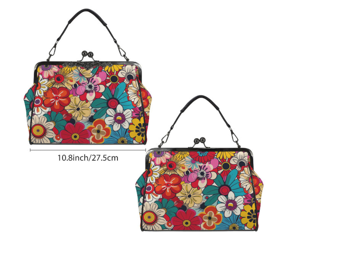 Whimsical Flower Art Spring Mother's Day Shoulder Cross Body Bag Satchel NEW Kisslock