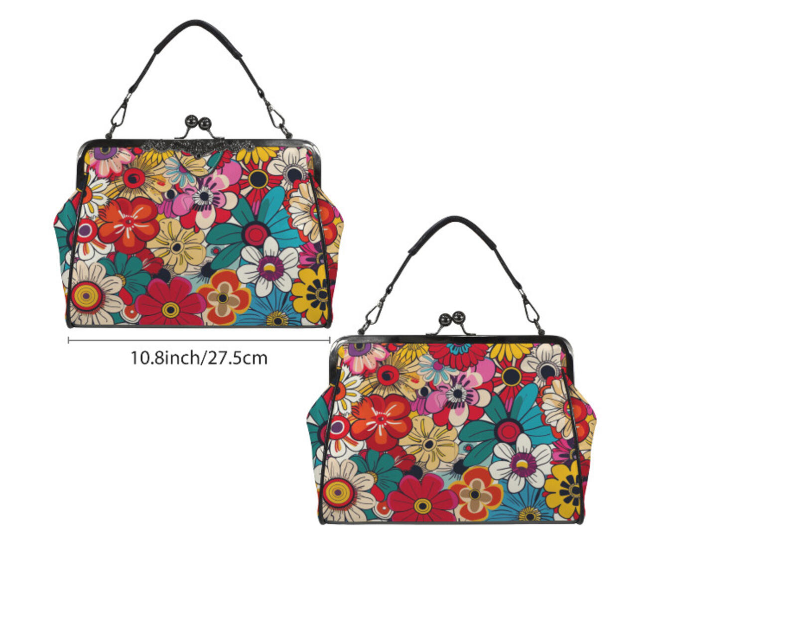 Whimsical Flower Art Spring Mother's Day Shoulder Cross Body Bag Satchel NEW Kisslock