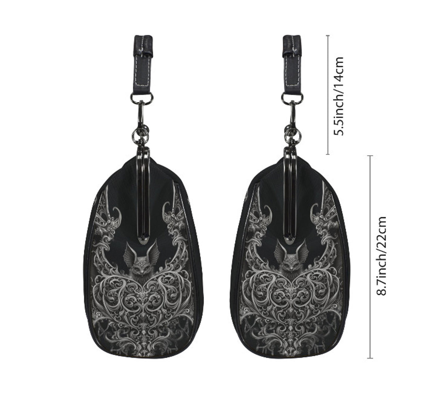 Dark Victorian Gothic Bat w/ Heart and Charms Shoulder Cross Body Bag Satchel Kisslock