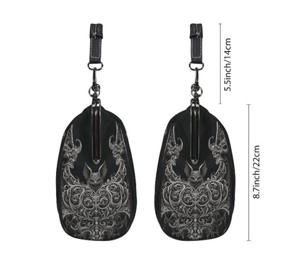 Dark Victorian Gothic Bat w/ Heart and Charms Shoulder Cross Body Bag Satchel Kisslock