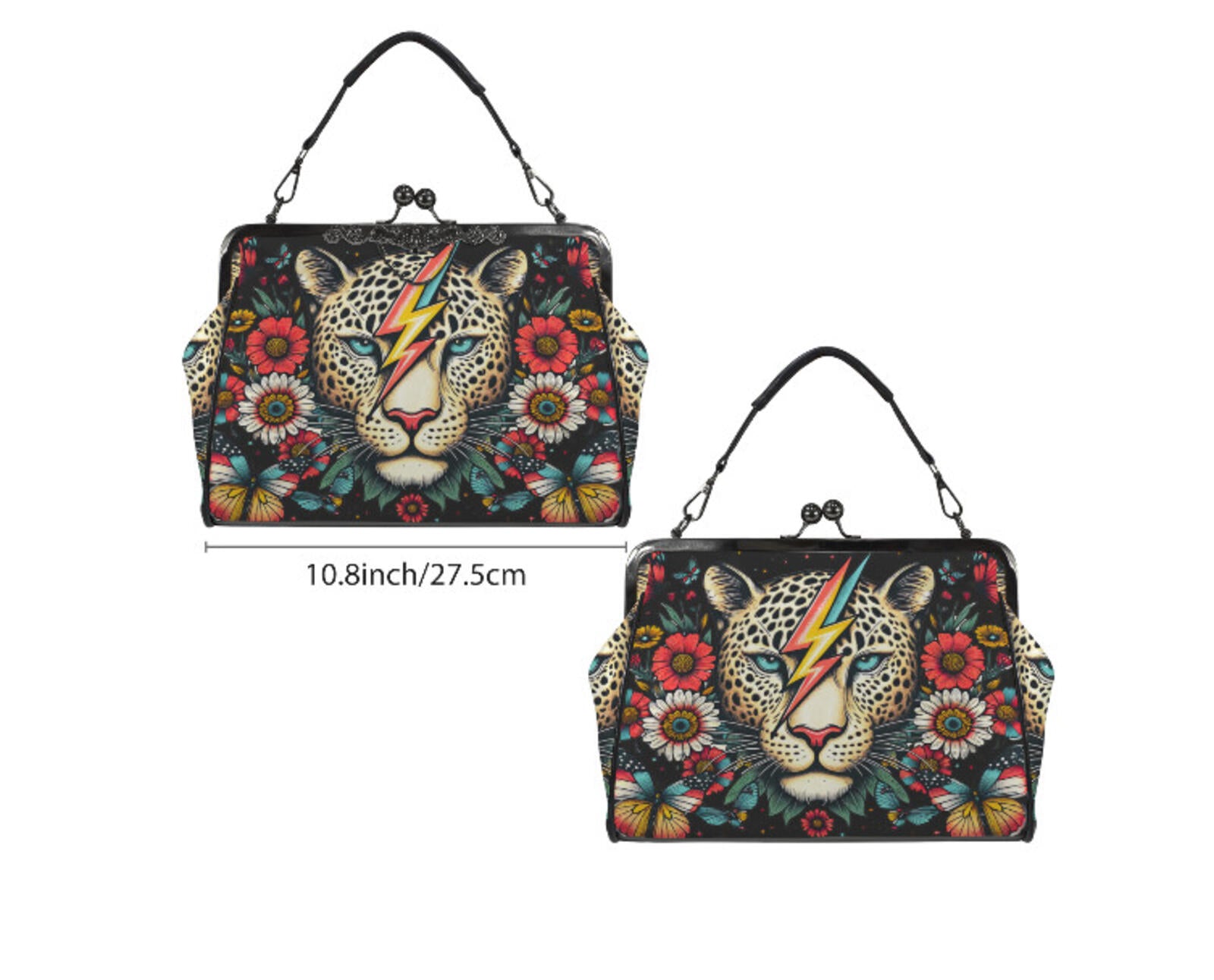 Gothic Leopard Daisy Butterfly Mother's Day  Shoulder Cross Body Bag Satchel Kisslock