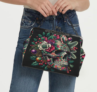 Victorian Gothic Christmas Sugar Skull  Shoulder Cross Body Hand Bag Satchel Kisslock