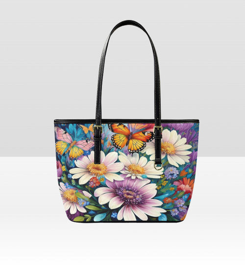 Custom Tote Hand Shoulder Bag 12 X 15 Spring Butterfly Purple Flowers Gift Idea Terrifictrend