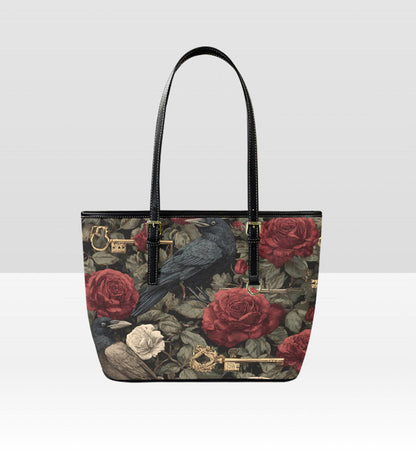 Custom Tote Hand Shoulder Bag 12 X 15 Gothic Victorian Crow Burgundy Roses NEW Terrifictrend