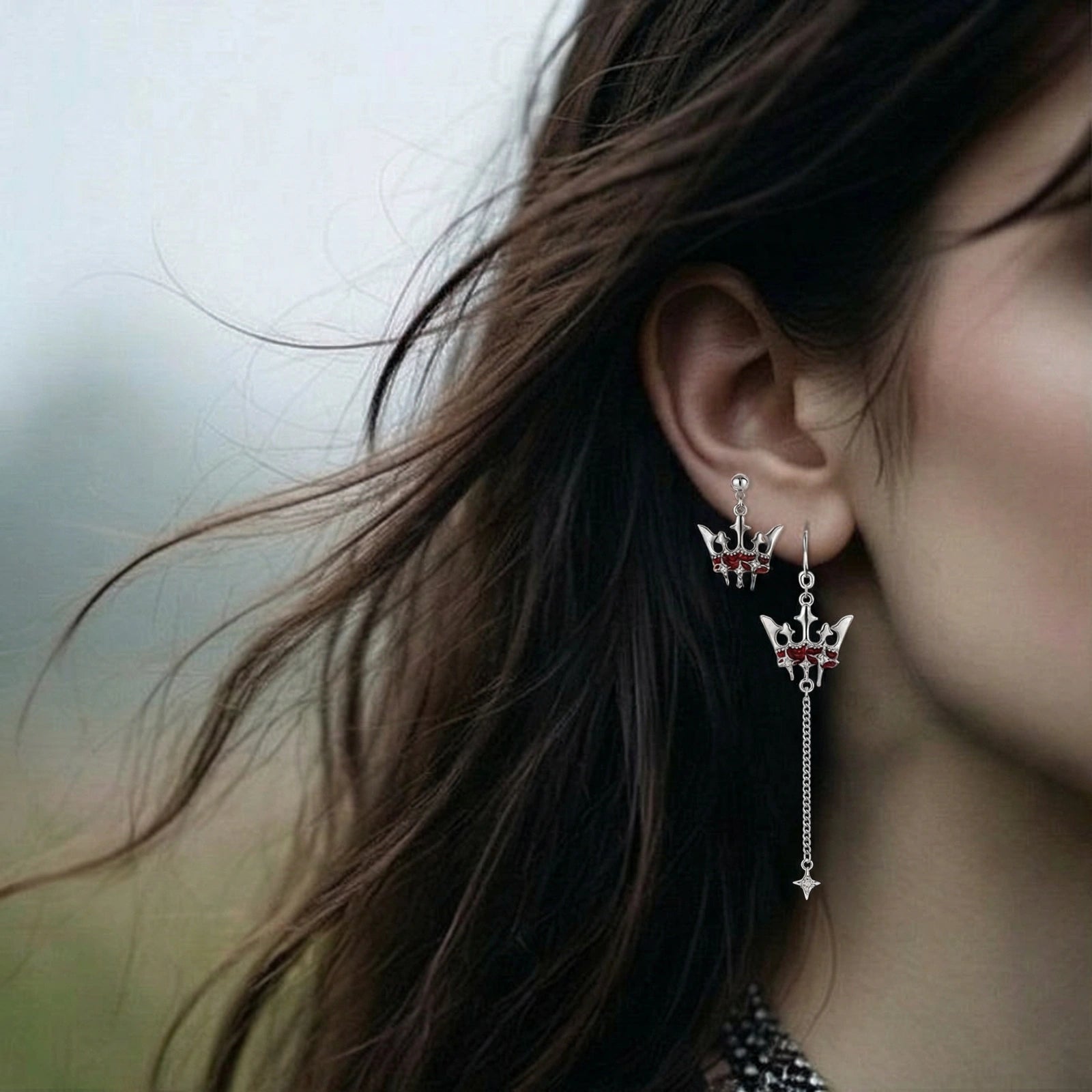 Royal Crown Asymmetric Earrings terrifictrend