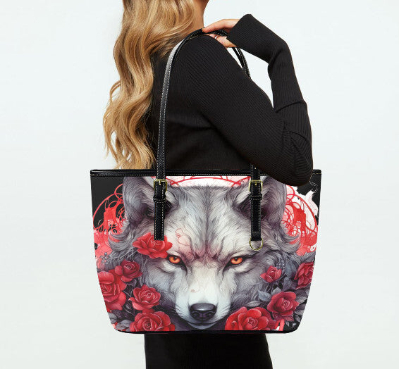 Custom Tote Hand Shoulder Bag 12 X 15 Gothic Victorian Wolf Moon Red Roses NEW Terrifictrend