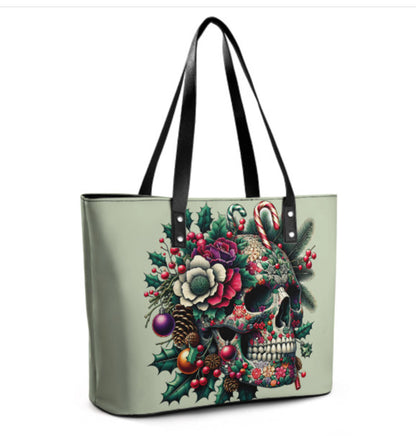 Custom Tote Hand Shoulder Bag 12 X 15 Gothic Sugar Skull Xmas  Holiday Gift  NEW Terrifictrend