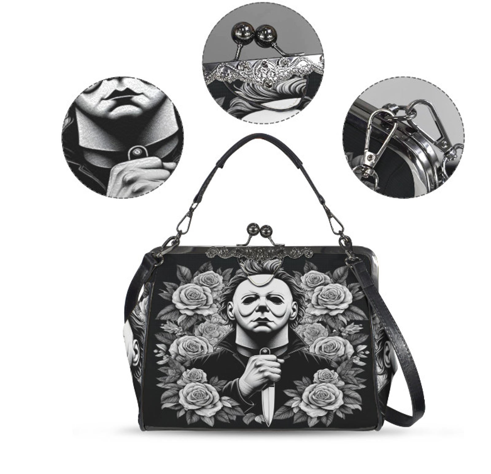 Horror Movie Halloween Floral Michael Myers Shoulder Cross Body Bag Satchel NEW Kisslock