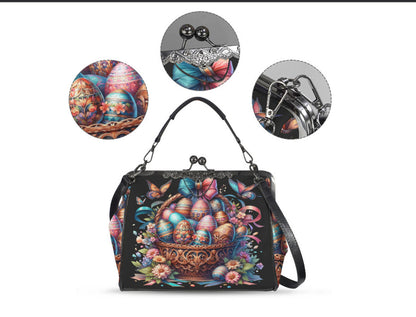 Happy Easter Basket Flowers Spring Eggs Art Shoulder Cross Body Bag Satchel Kisslock
