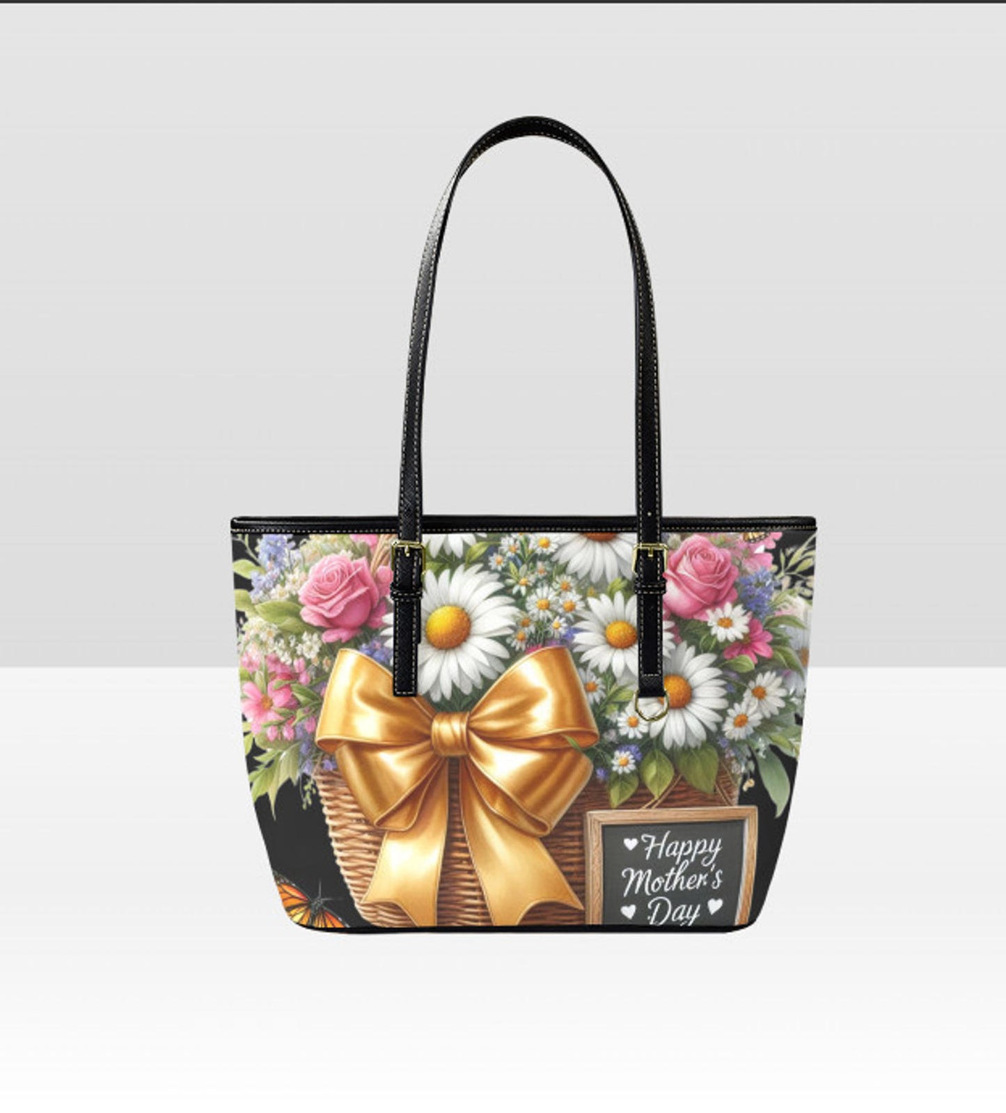 Custom Tote Hand Shoulder Bag 12 X 15 Spring Happy Mothers Day Flowers Mom NEW Terrifictrend