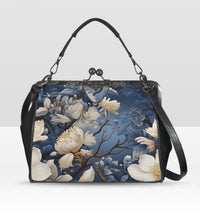 Winter Brown White Flowers Shoulder Cross Body Bag Satchel Christmas Gift Kisslock