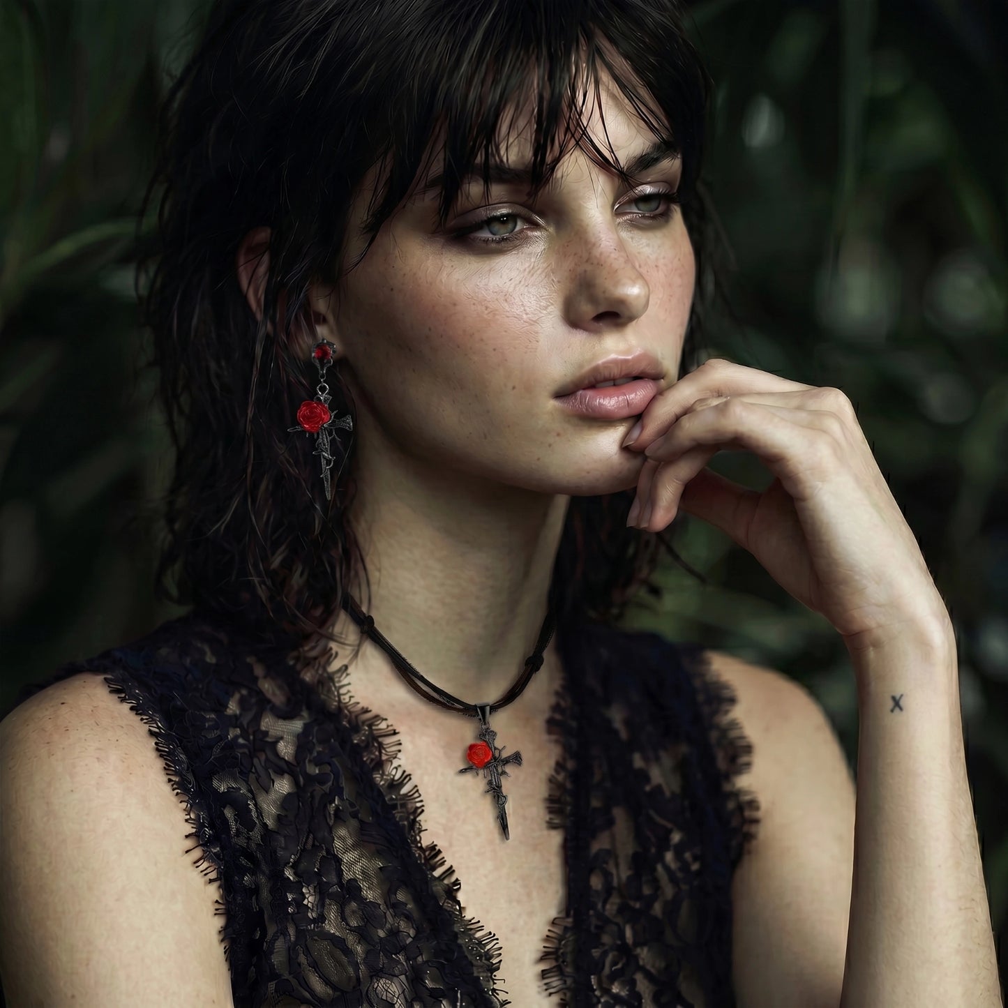 Thorned Rose Cross Set terrifictrend