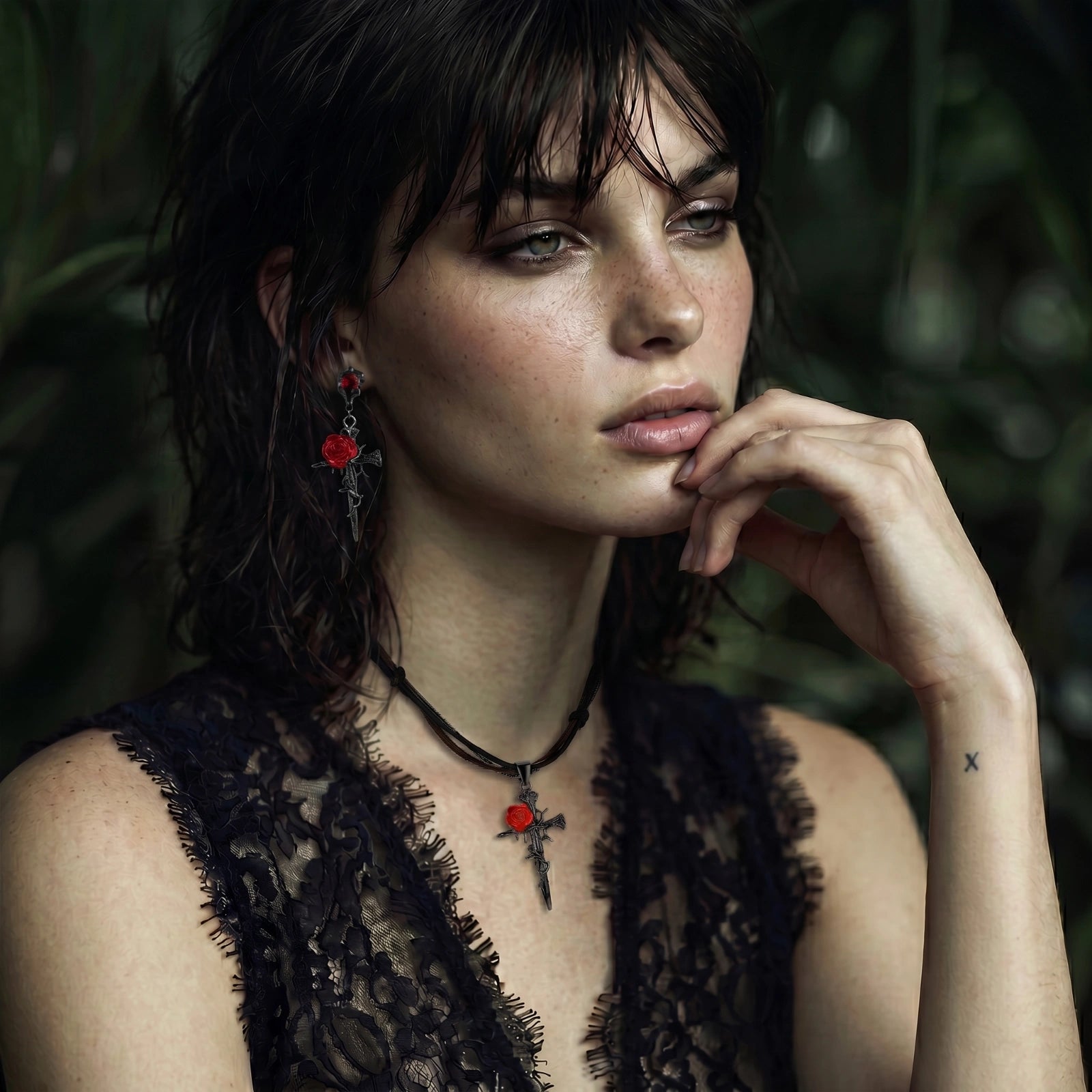 Thorned Rose Cross Set terrifictrend
