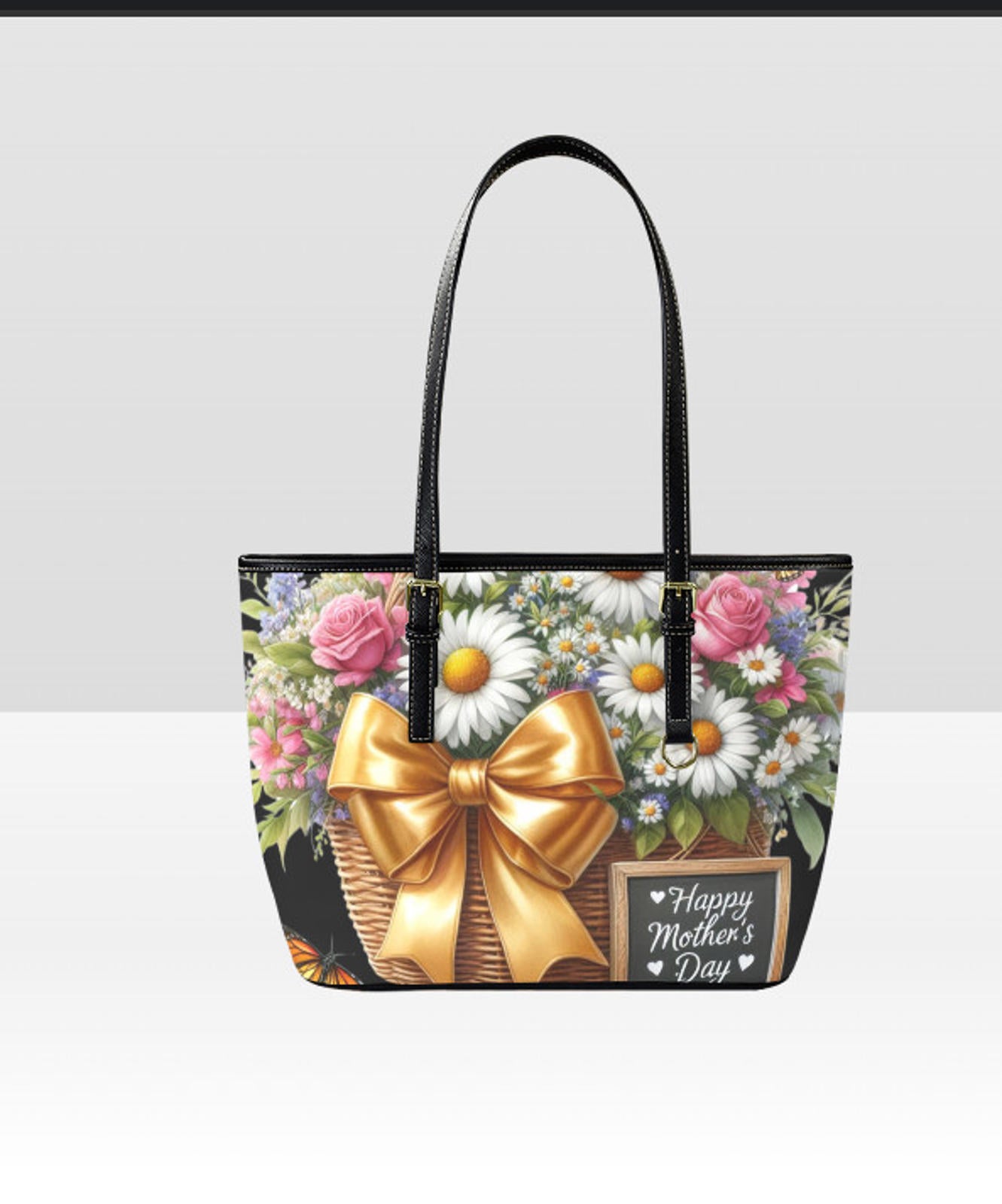 Custom Tote Hand Shoulder Bag 12 X 15 Spring Happy Mothers Day Flowers Mom NEW Terrifictrend