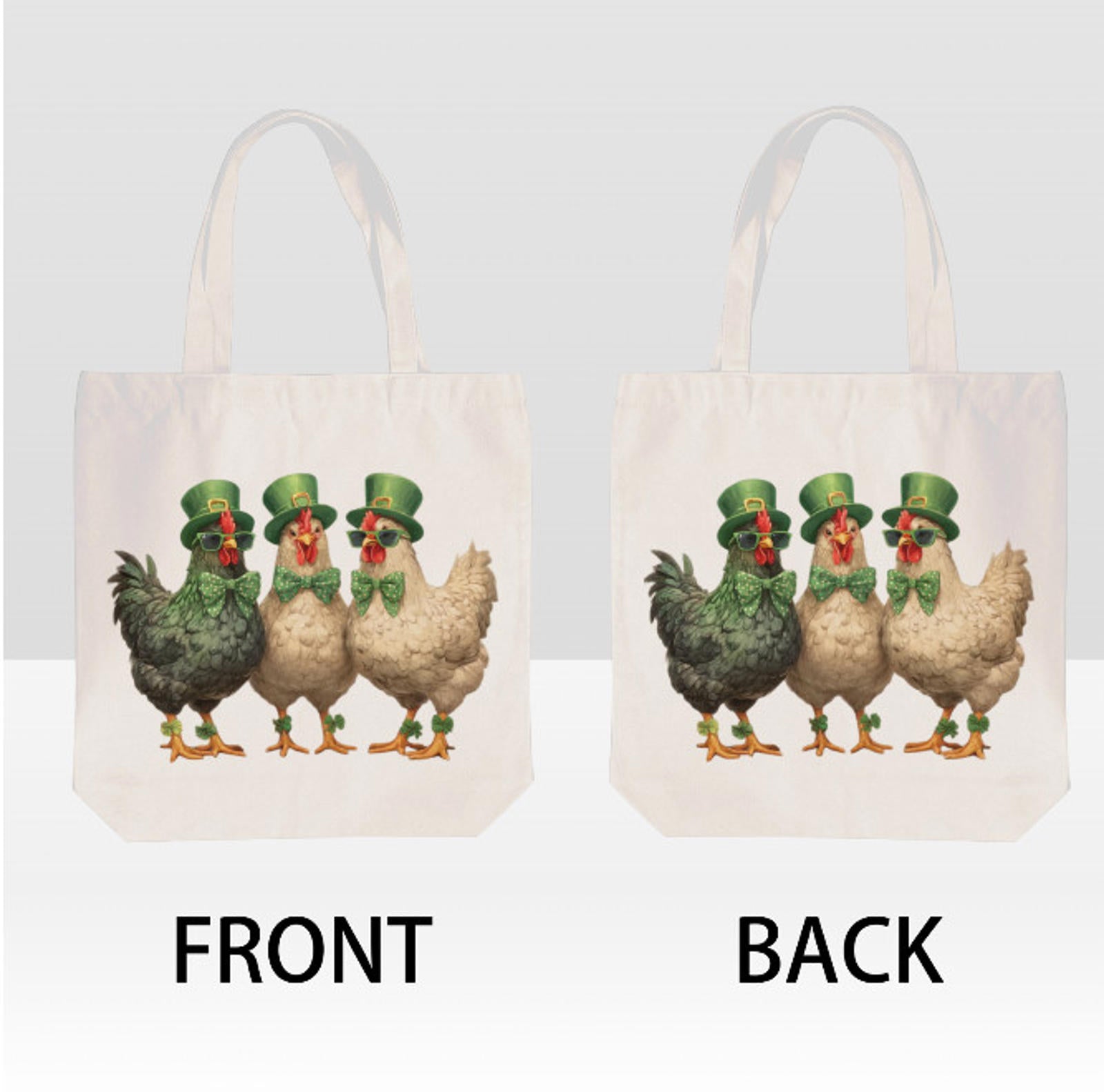 St. Patrick's Day Ireland Funny Irish Chickens Shoulder Tote Bag 15" X 15" TerrificTrend