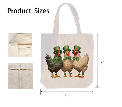 St. Patrick's Day Ireland Funny Irish Chickens Shoulder Tote Bag 15" X 15" TerrificTrend