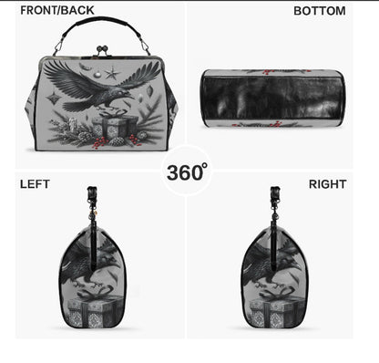 Gray Gothic Christmas Crow  Hand Shoulder Cross Body Bag Satchel 9 x 13 Gift terrifictrend