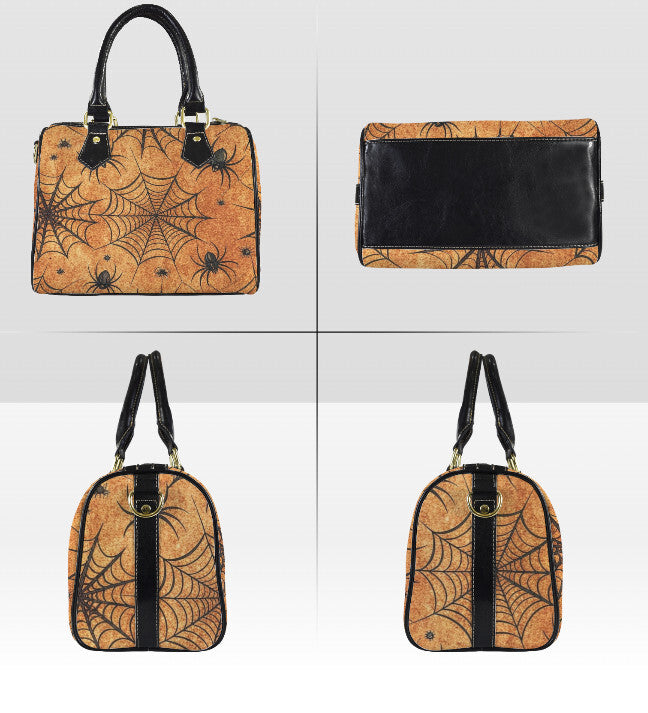 Orange w/Spider and Web Fun Halloween Holiday SATCHEL or Cross Body Bag 10" x 8" Unbranded