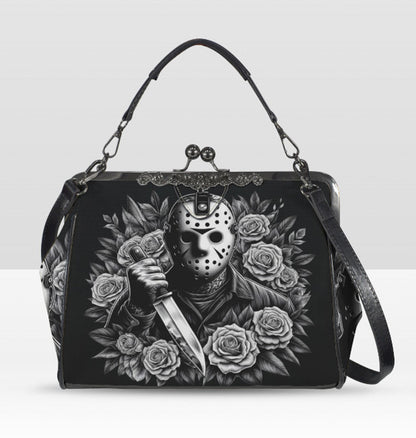 Horror Friday the 13th Jason Voorhees Floral Shoulder Cross Body Bag Satchel NEW Kisslock