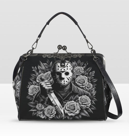 Horror Friday the 13th Jason Voorhees Floral Shoulder Cross Body Bag Satchel NEW Kisslock