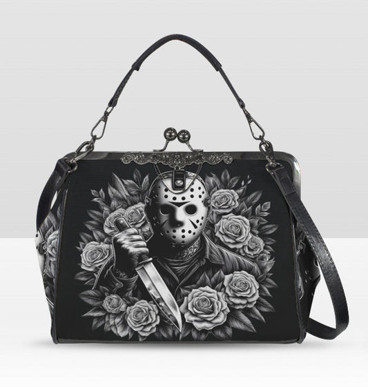 Horror Friday the 13th Jason Voorhees Floral Shoulder Cross Body Bag Satchel NEW Kisslock