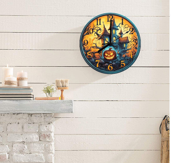 Halloween Spooky Haunted House Fun 12" Wall Clock Battery Operated NEW Temptations by Tara