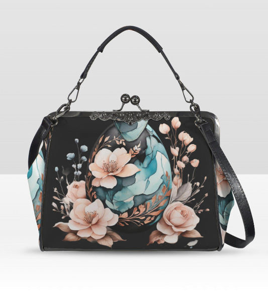 Elegant Floral Easter Egg Spring Art Design  Shoulder Cross Body Bag Satchel Kisslock