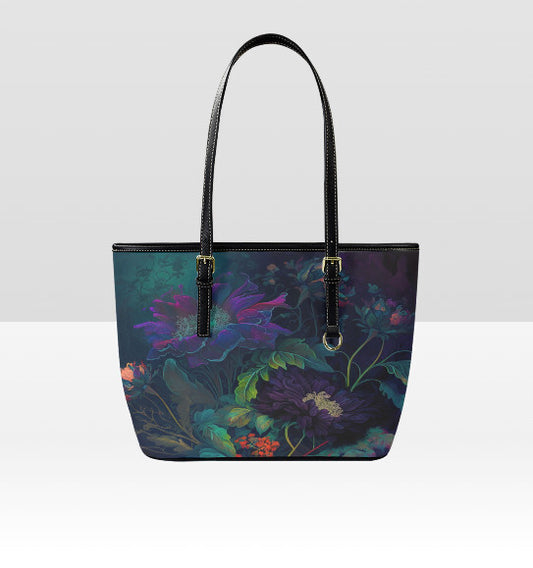 Custom Tote Hand Shoulder Bag 12 X 15 Gothic Victorian Glowing Flowers Mystical Terrifictrend