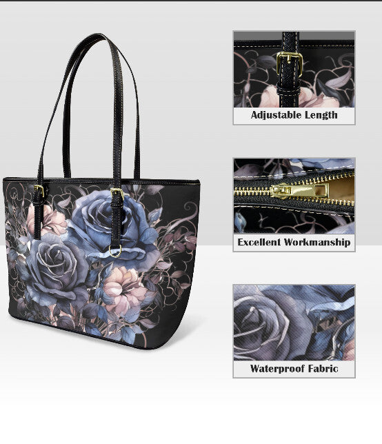 Custom Tote Hand Shoulder Bag 12 X 15 Gothic Victorian Black Blue Watercolor Art Terrifictrend
